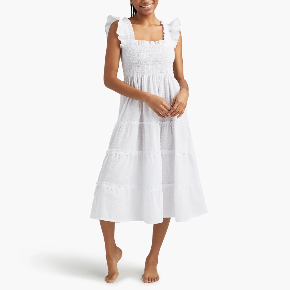 Ellie Nap Dress in Sheer White Swiss Dot